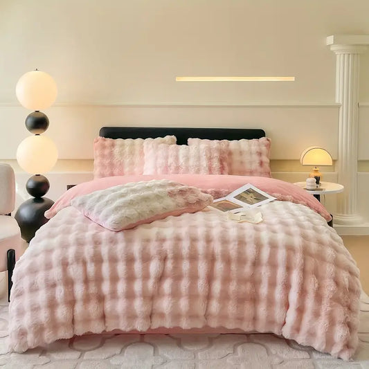 Queen & King Size Fluffy Faux Fur Duvet in Pink Color