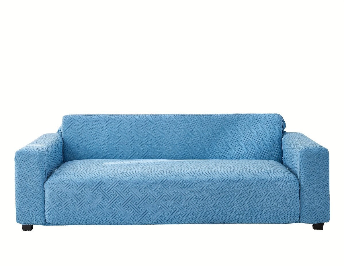 4 seater elastic sofa cover in blue color