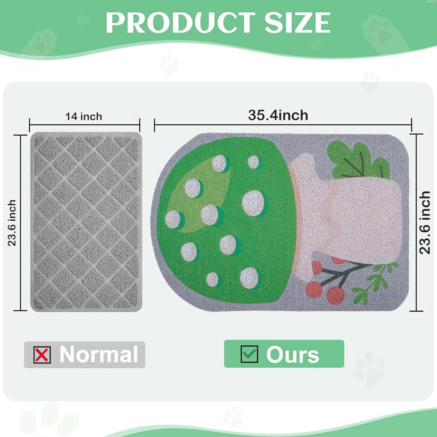 product size of Mushroom-inspired cat litter mat