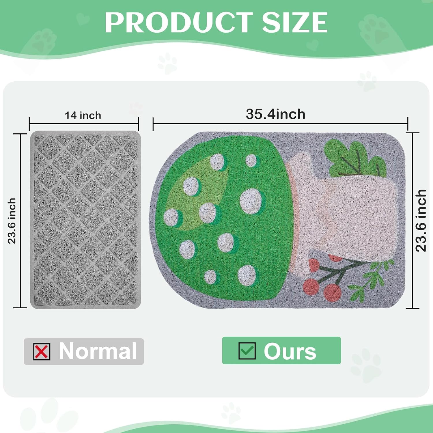 product size of Mushroom-inspired cat litter mat