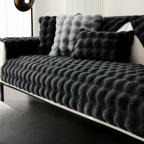 Rabbit Plush Sofa Cover in black color