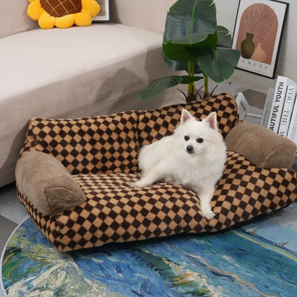 Soft Plaid Pet Sofa Bed for Small Dogs
