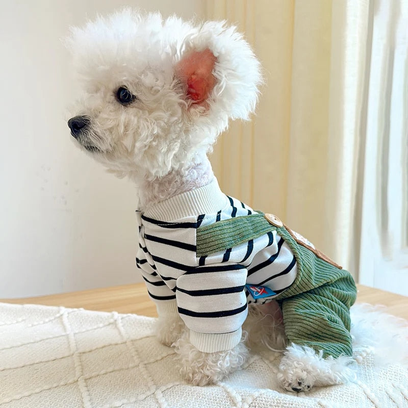 Dog apparel: Side view of the chic jumpsuit for pets