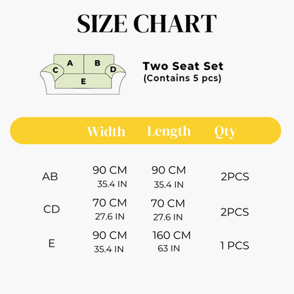 Size Chart for Sofa Cover 