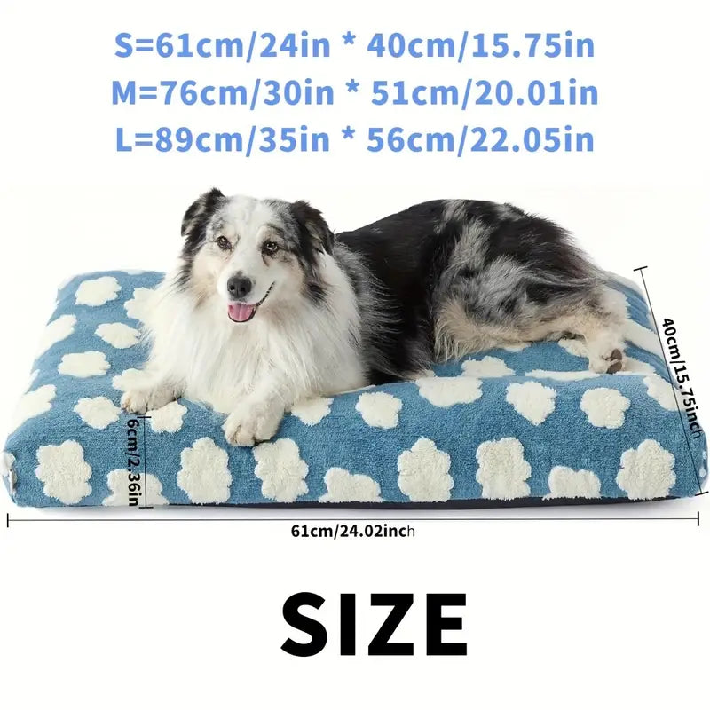 Size of cozy dog bed mat with cute design.