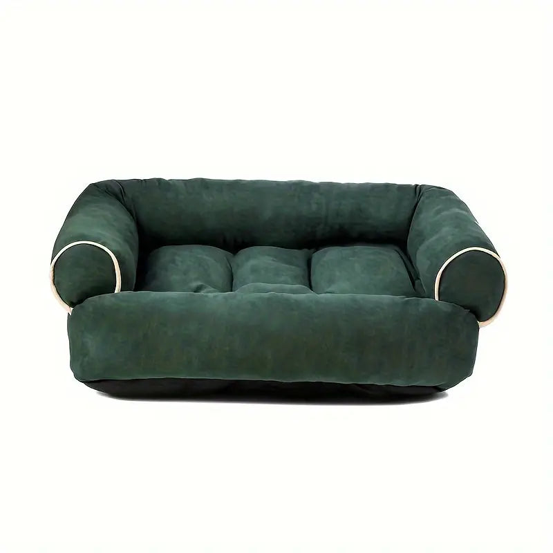 Premium suede dog bed in green color