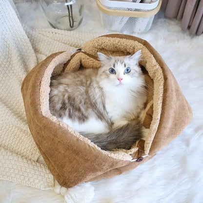 Cat Mat: Self-Warming, Washable, Calming Bed for Indoor Cats - Winter Comfort with a Cat Beige