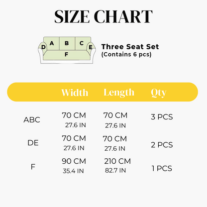 Size Chart for Sofa Cover 