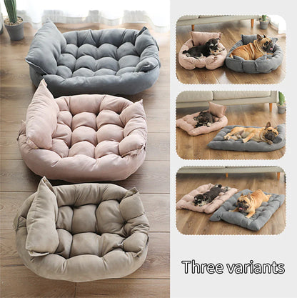 3 Variants of 2 in 1 Adjustable Washable Flat Dog Bed or Raised Sofa