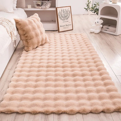 Faux Rabbit Hair Fluffy Rug - Anti-slip Washable Living Room & Bedroom Carpet