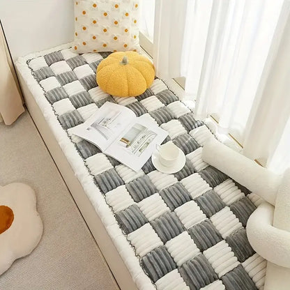 Warm dog bed mat with striped design.
