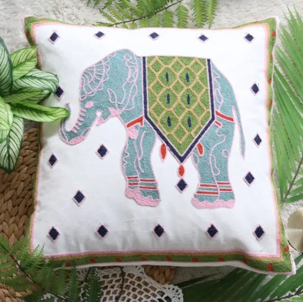 a cotton pillowcase with elephant design