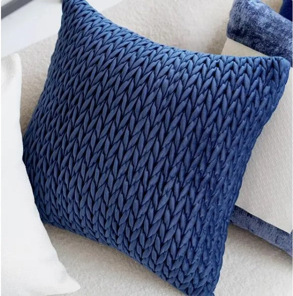 a cotton pillowcase in a plain blue color