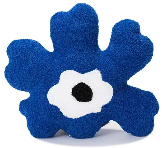 a blue flower with a white center