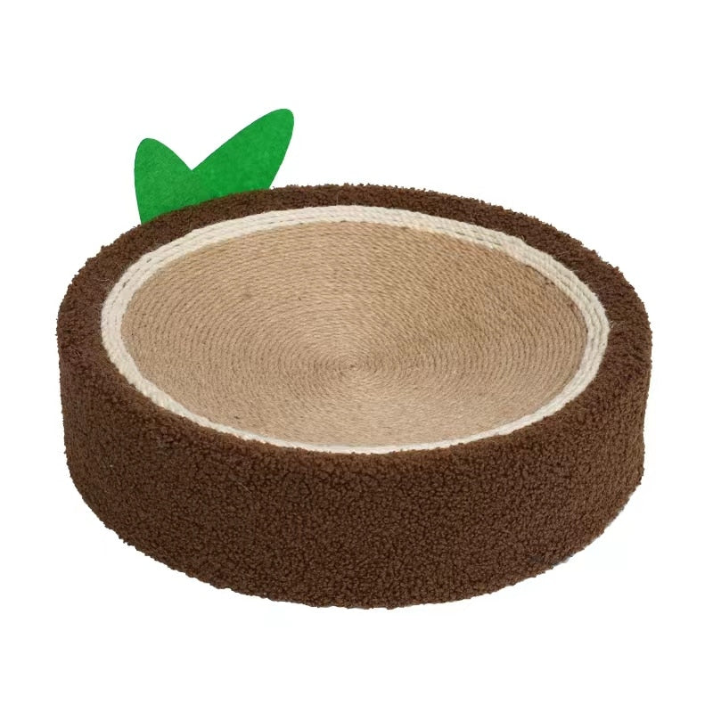 2-in-1 Sisal Weave Round Cat Scratcher Pad: House, Grinding Claws, Training Toys