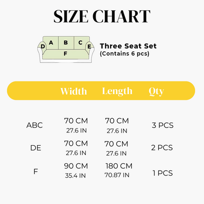 Size Chart for Sofa Cover 