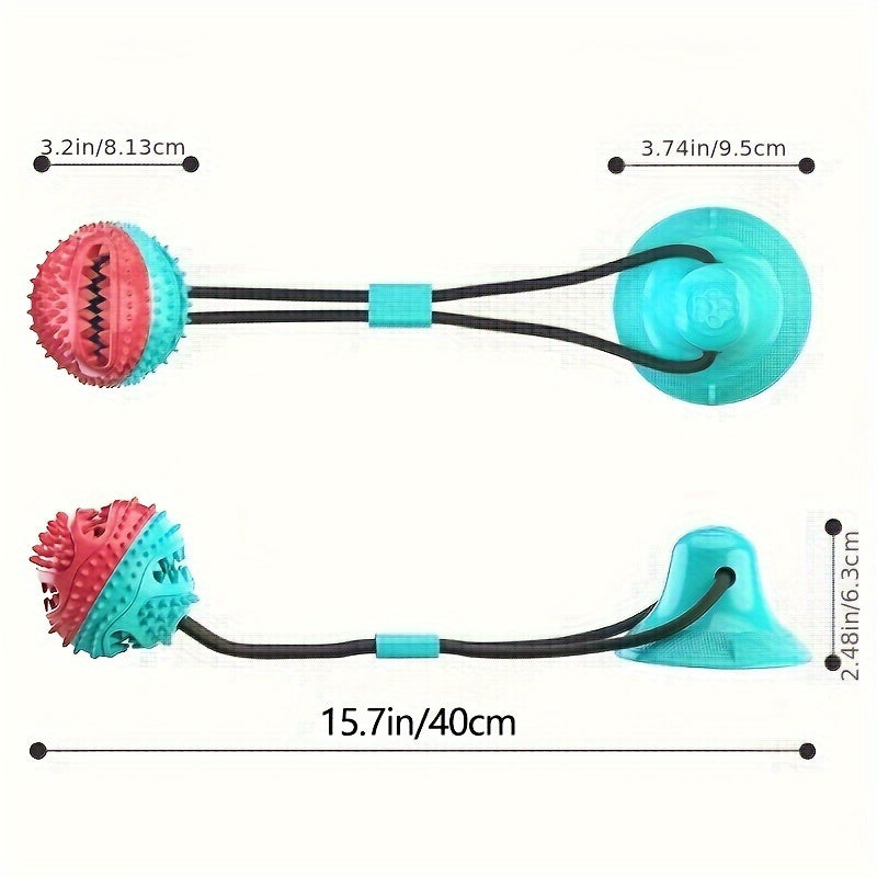 Product size of Pet-safe durable dog toy with suction cup.