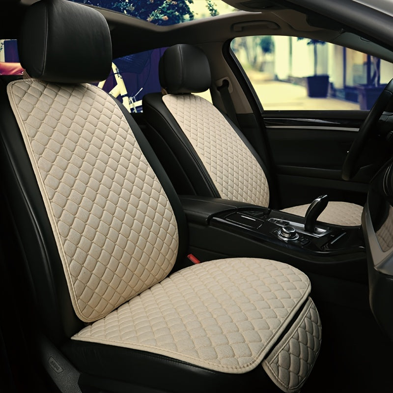 A Car with Universal Fit Flax Car Seat Covers in Beige Color