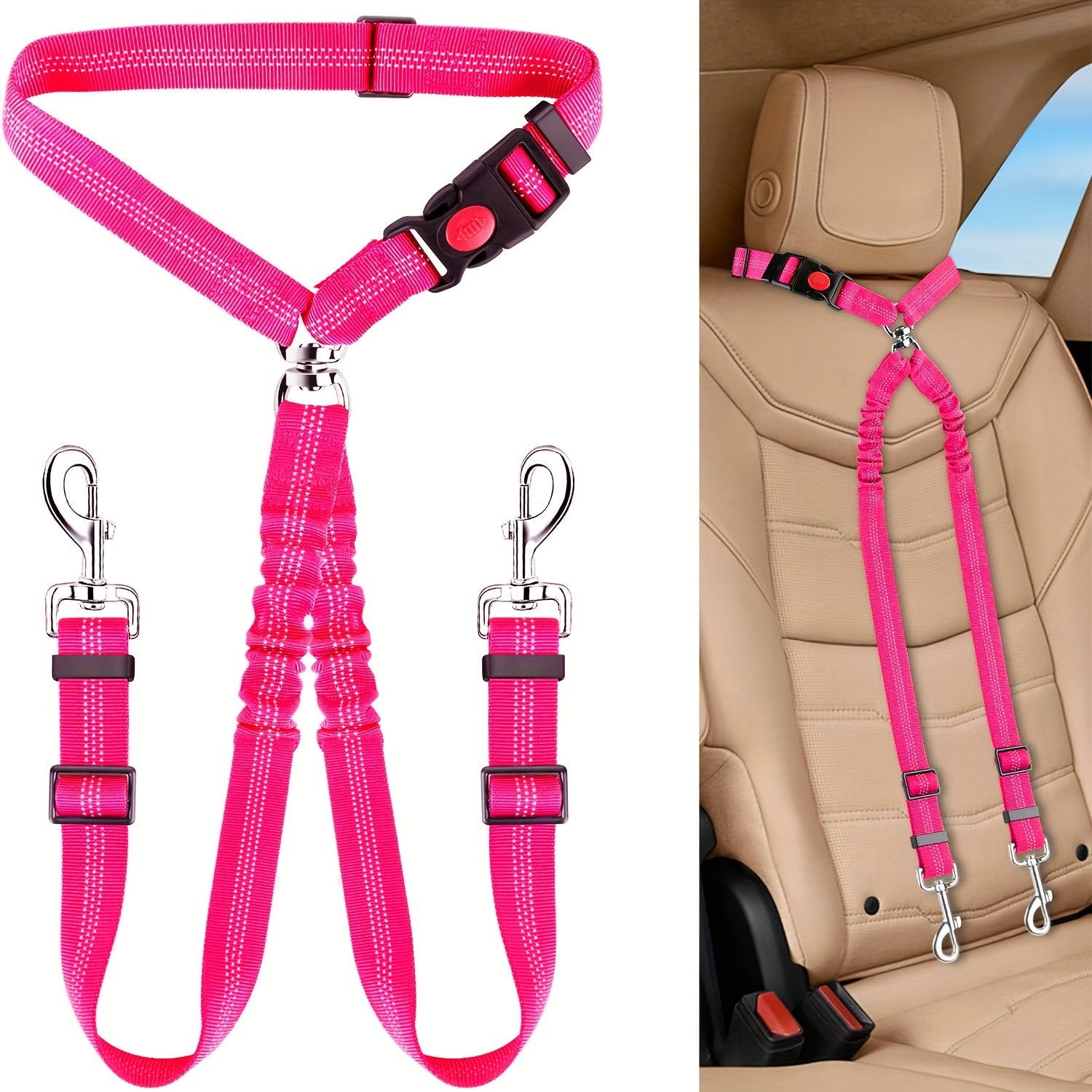 Pink Car restraint for dogs during travel