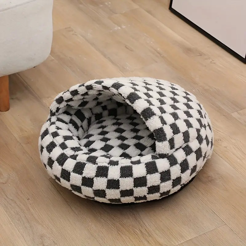 Plush polyester pet nest for cozy naps
