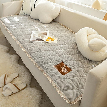 Soft Chenille with Frill Edge Non Slip Anti Scratch Couch Protector