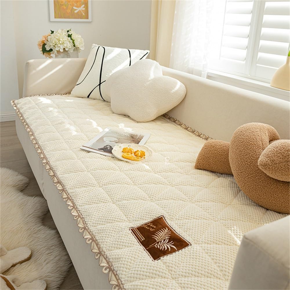 Soft Chenille with Frill Edge Non Slip Anti Scratch Couch Protector