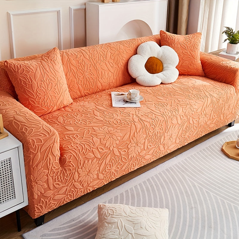 Elegant Elastic Sofa Slipcover in Orange Color