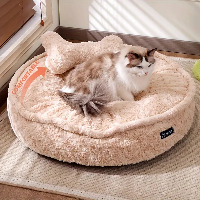 Plush pet bed designed for all-season use.
