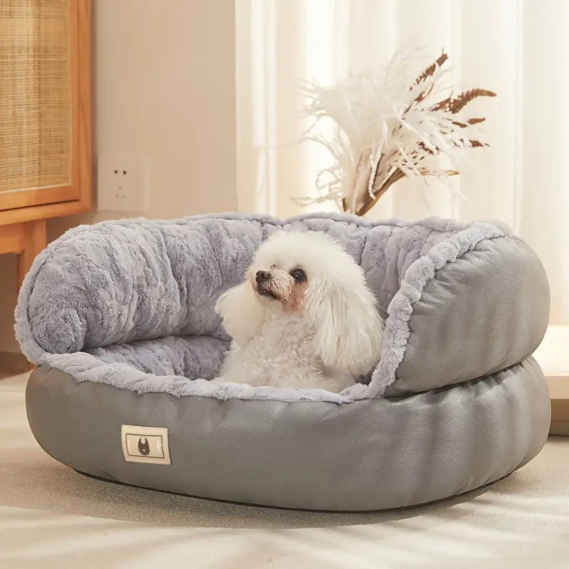 Cozy Dog Resting on Plush Pet Bed Sofa
