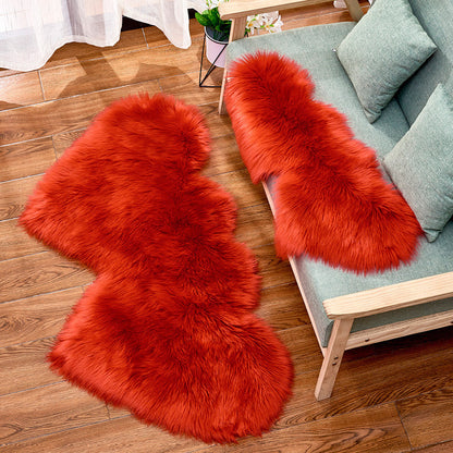 Double Heart Long Plush Carpet for Soft & Fluffy Living Room & Bedroom Mat