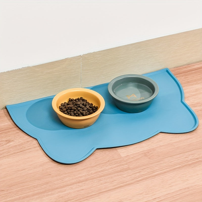 Easy-to-clean silicone feeding mat designed to catch spills in blue color