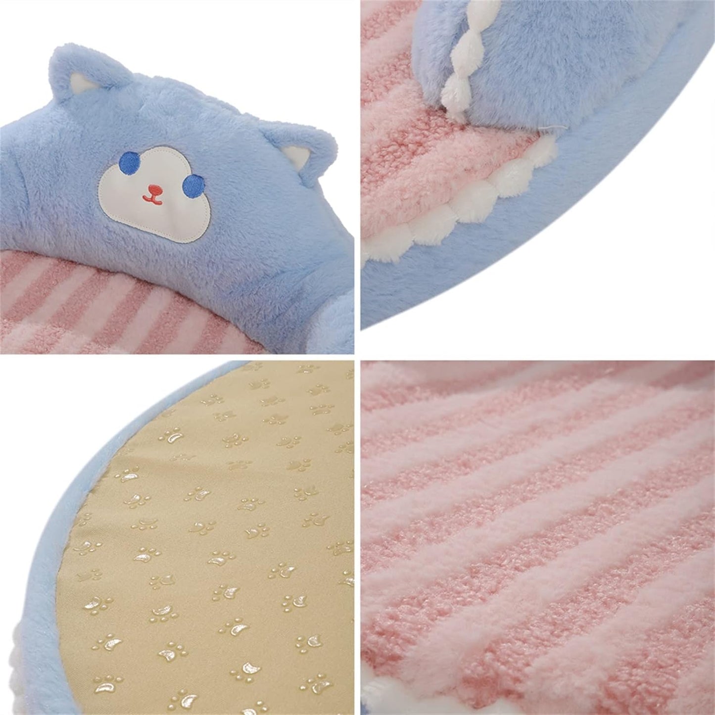 Round and plush Baby Bear Cat Bed in use, showcasing its comforting features for pets.