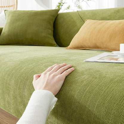 Sofa Cover Chenille Sofa Cushion Covers Striped Couch Slipcover for Living Room Non-Slip Couch Armrest Backrest Towel