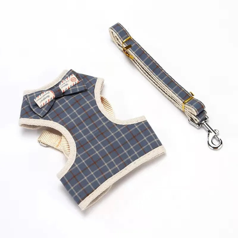 Small Dog Harness and Leash Set Pet Cat Harness Vest with Bowknot