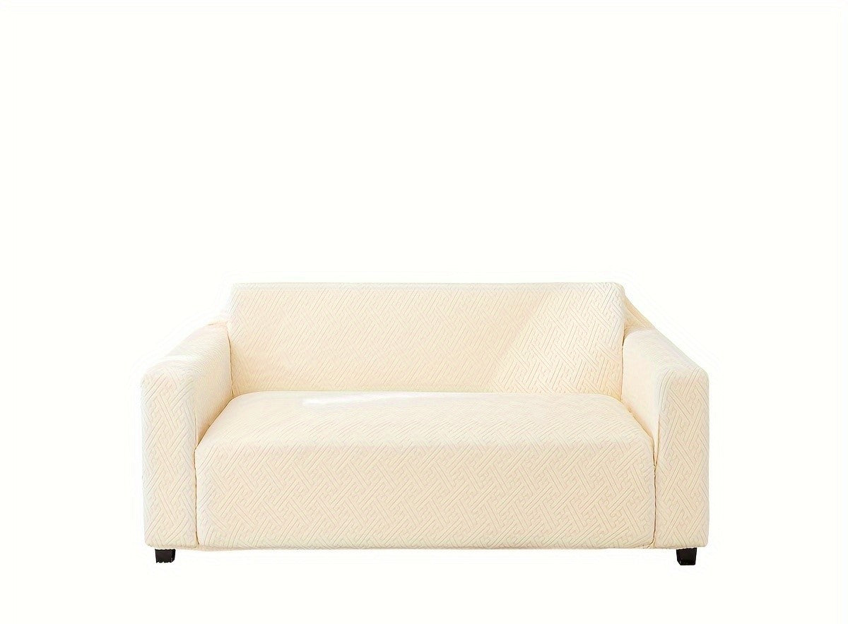 2 seater elastic sofa cover in creamy whiite color