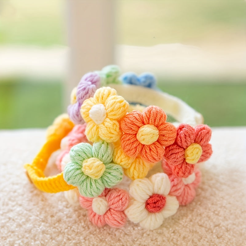 Chic 3D Flower Knit Cat Collar - Multicolor Pet Necklace