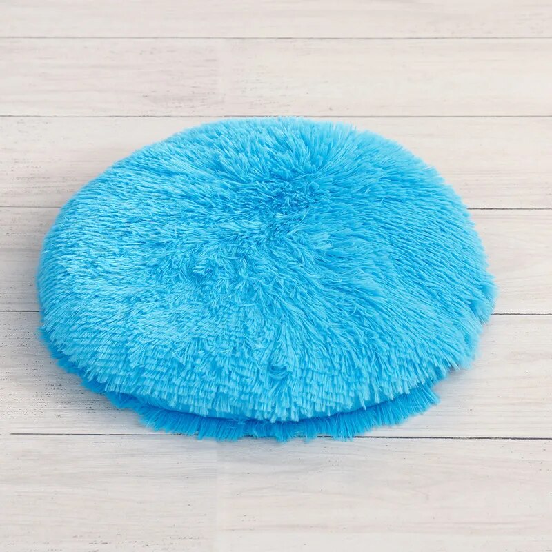 Plush Cat Beds for Cats & Small Dogs Soft Round and Colorful Pet Mats Blue