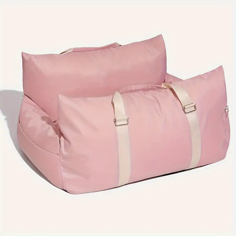 Lightweight and portable pet car seat bed in pink color