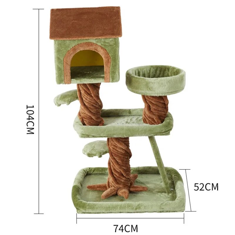 Multi-Layer Cat Tree Toy Condo with Hammock and Climbing Tower