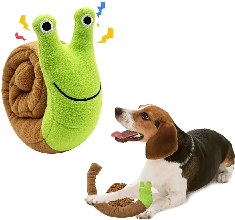 Cute Washable Interactive Soft Snail Dog Feeder