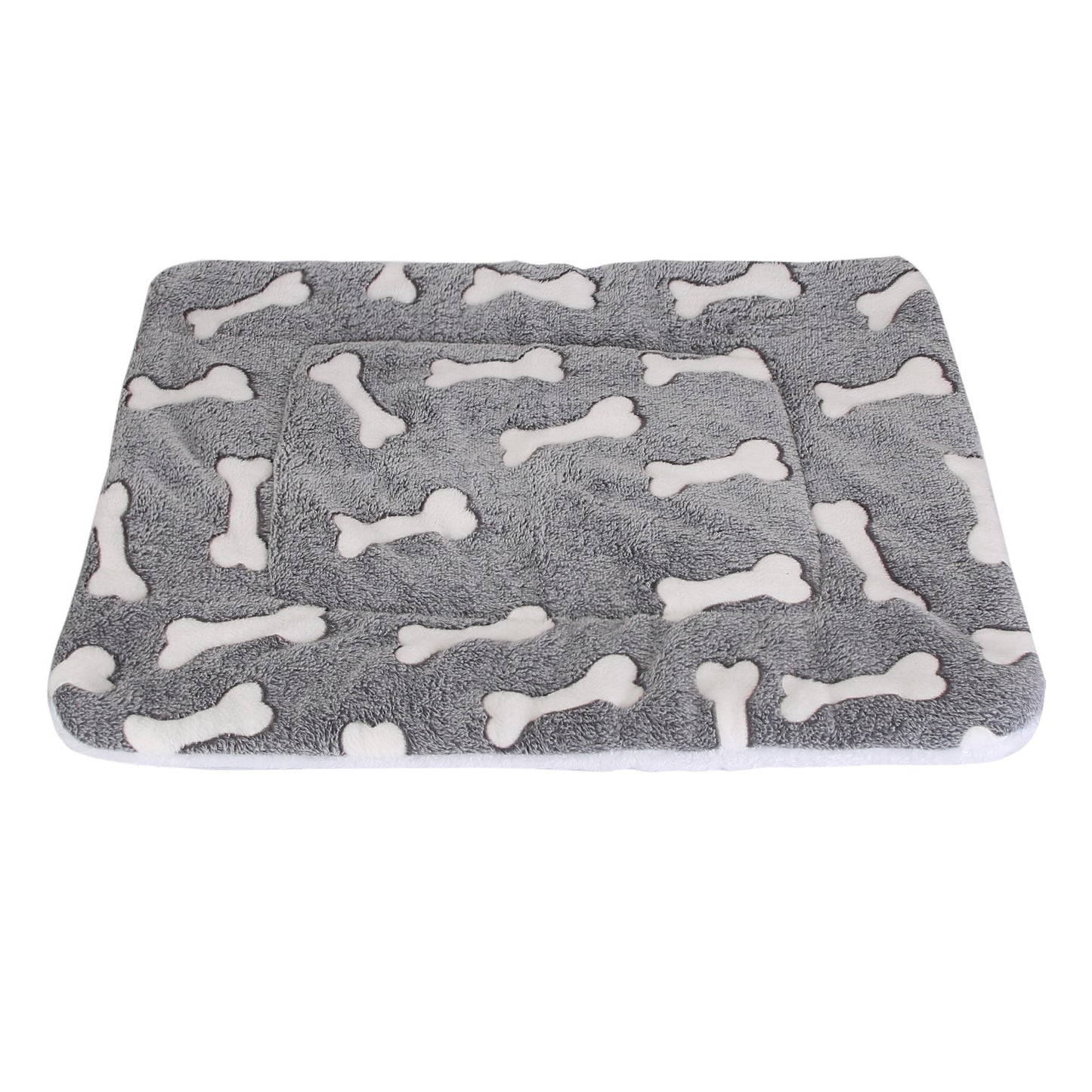 Flannel Dog Crate Pad Reversible, Machine Washable Pet Bed Liner with Bone Patterns