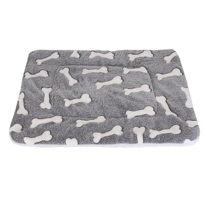 Flannel Dog Crate Pad Reversible, Machine Washable Pet Bed Liner with Bone Patterns