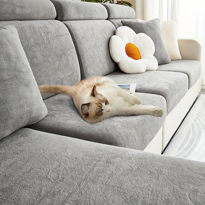 Premium Sofa Cover in soft jacquard polar fleece, pet-friendly design Dark Grey