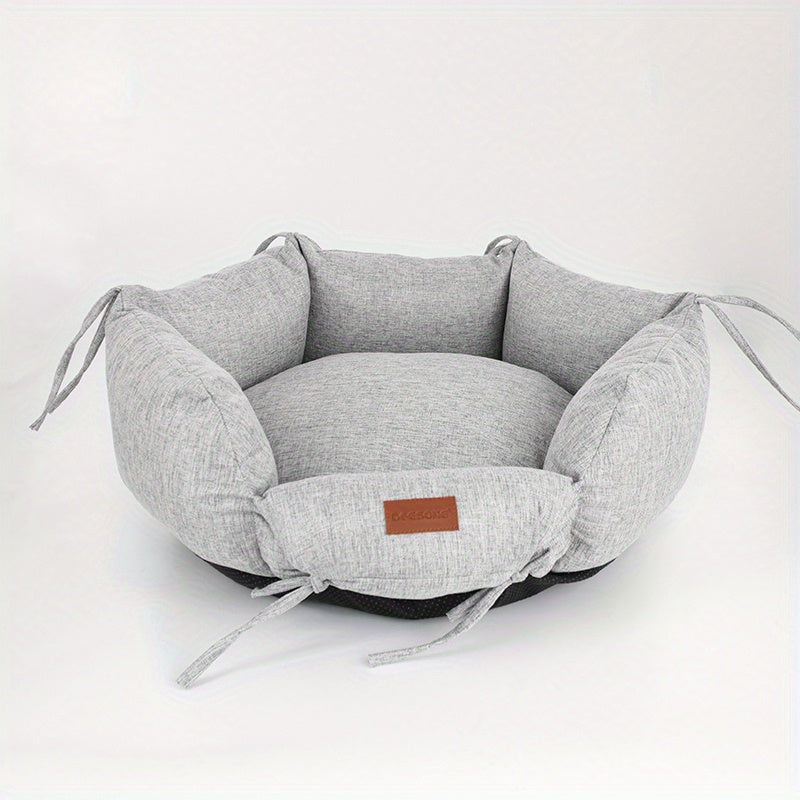 Light Grey Round Dog Bed