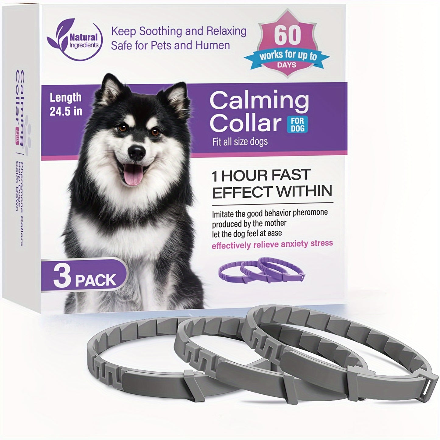 3pcs Calming Collar for Dogs in Grey Color