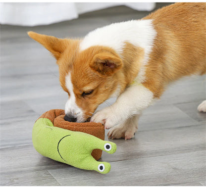 Cute Washable Interactive Soft Snail Dog Feeder