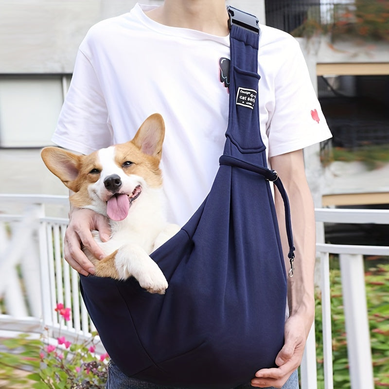 Comfortable and secure pet bag for cats and dogs in navy color