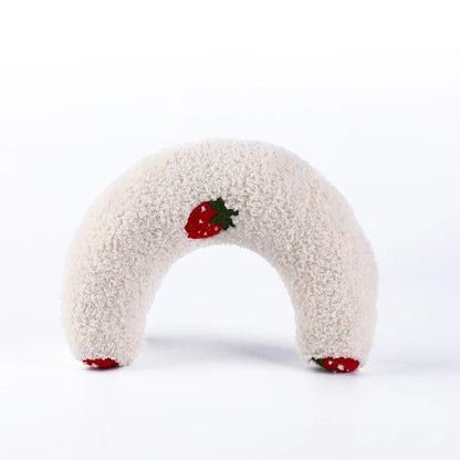 "Elegant white U-shaped cat pillow, perfect for serene cat naps."
