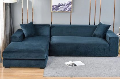 Velvet Stretch Sofa Covers in Dark Blue Color