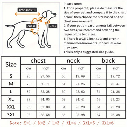 Size Chart of Stylish Dog Clothes for Winter: Comfortable & Warm Outfits for Medium to Large Breeds